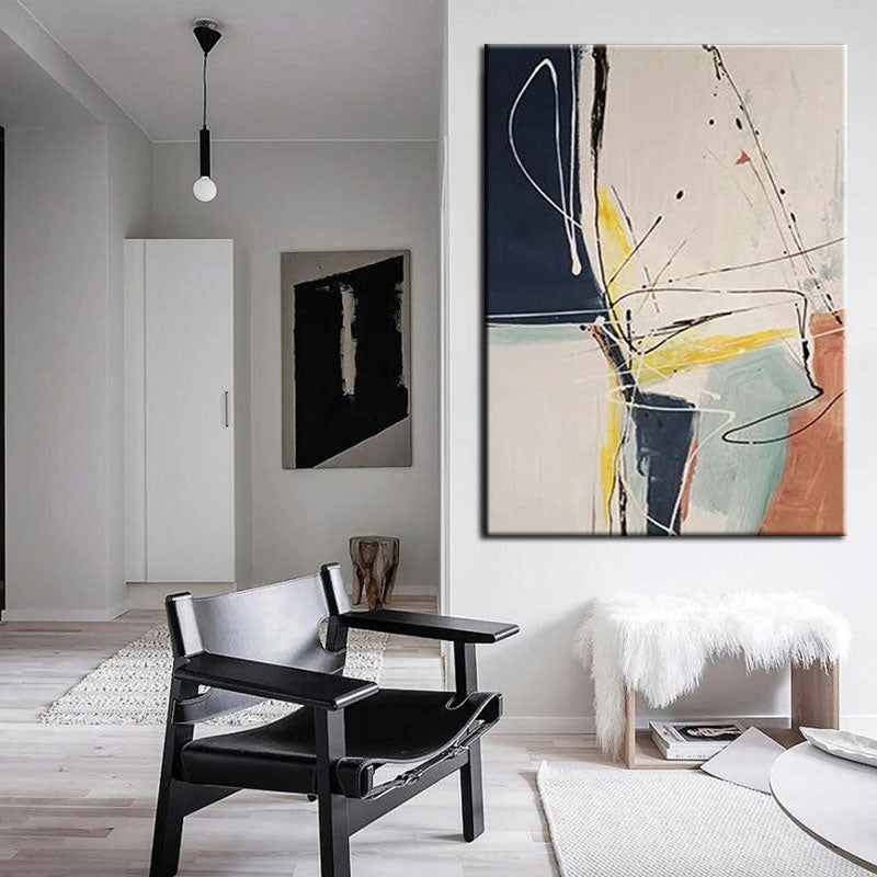 Feelings-Modern Abstract Oil Painting on Vertical Canvas for Minimalist Interiors
