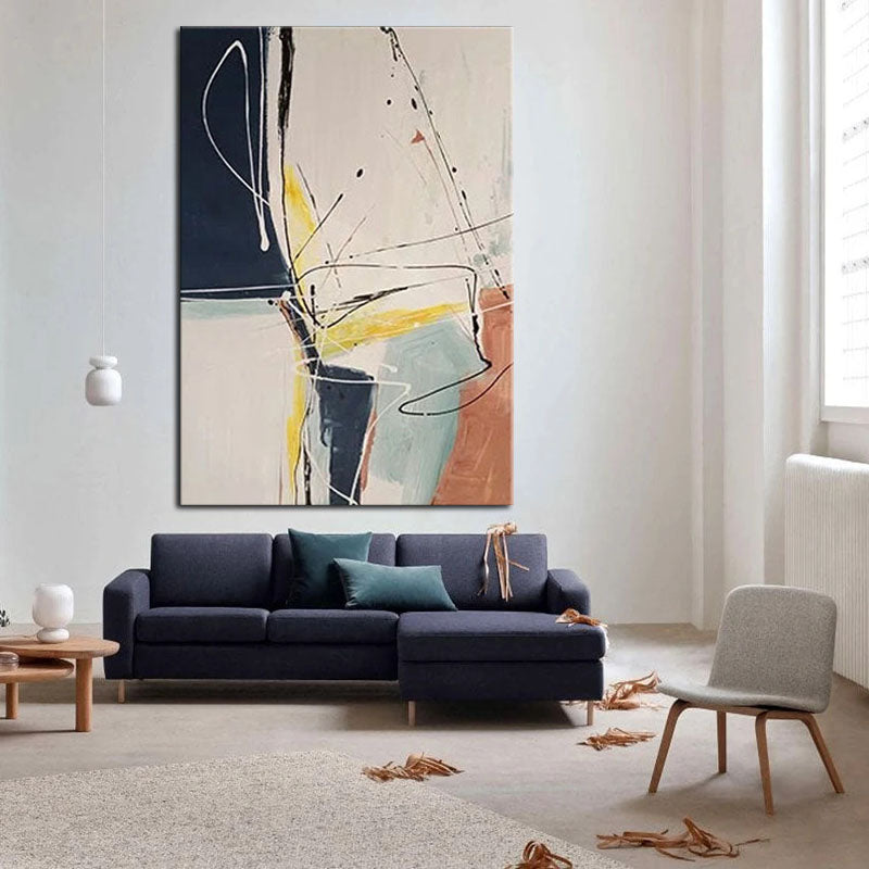 Feelings-Modern Abstract Oil Painting on Vertical Canvas for Minimalist Interiors