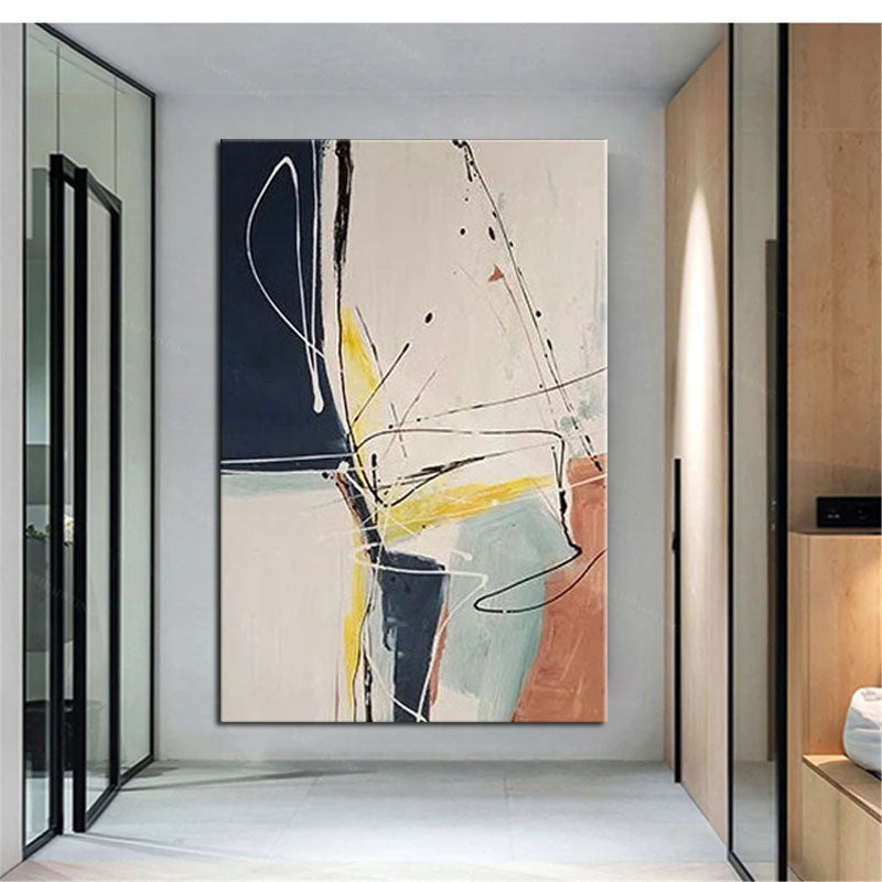 Feelings-Modern Abstract Oil Painting on Vertical Canvas for Minimalist Interiors