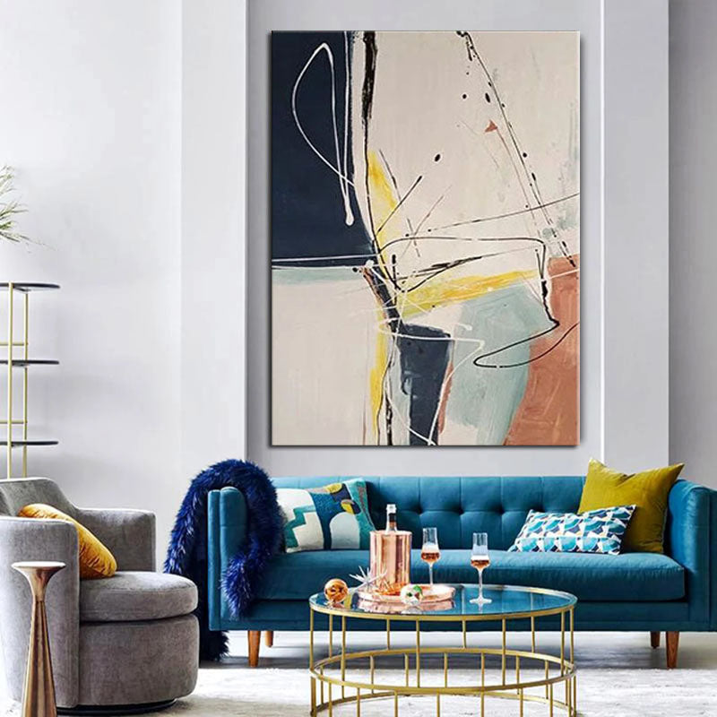 Feelings-Modern Abstract Oil Painting on Vertical Canvas for Minimalist Interiors