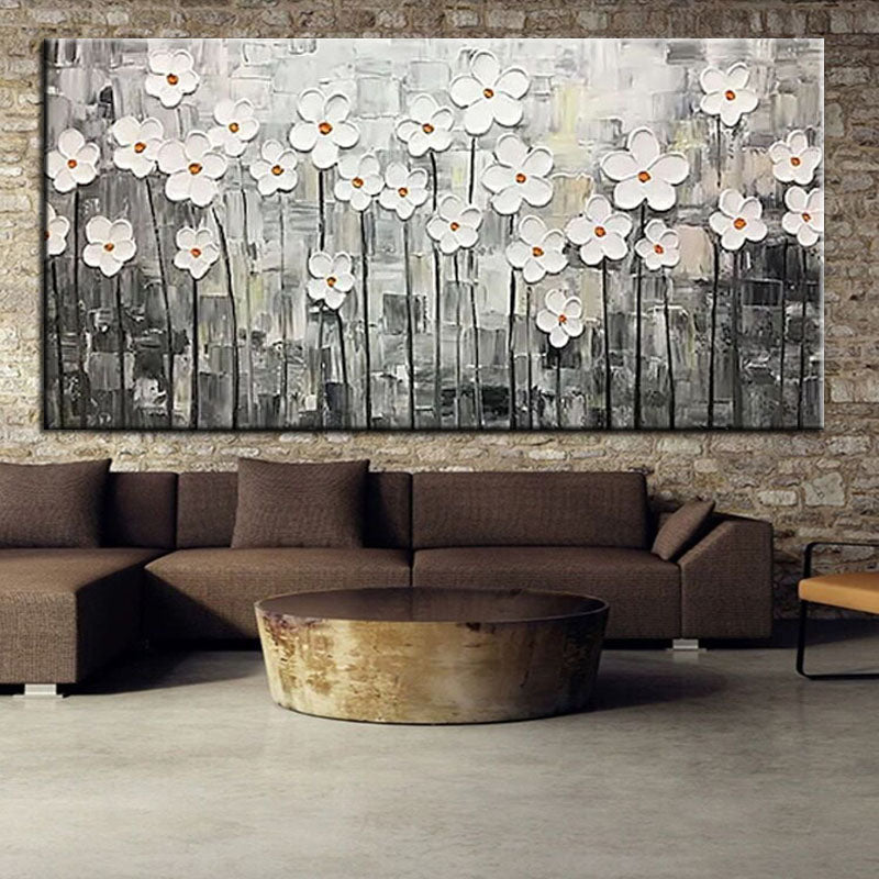 Field of Lilies-Textured Abstract Floral Painting for Elegant Decor
