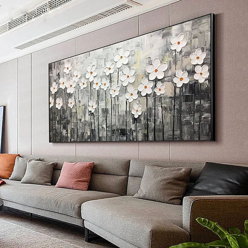 Field of Lilies-Textured Abstract Floral Painting for Elegant Decor