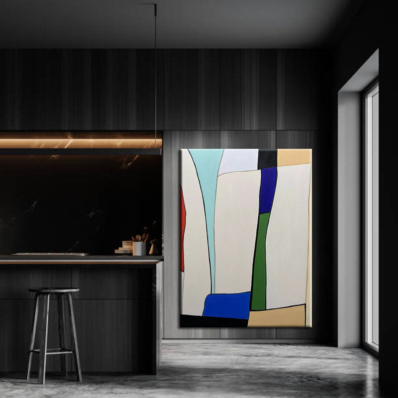 Kindness-Geometric Abstract Oil Painting - Modern Minimalist Wall Art for Home Decor