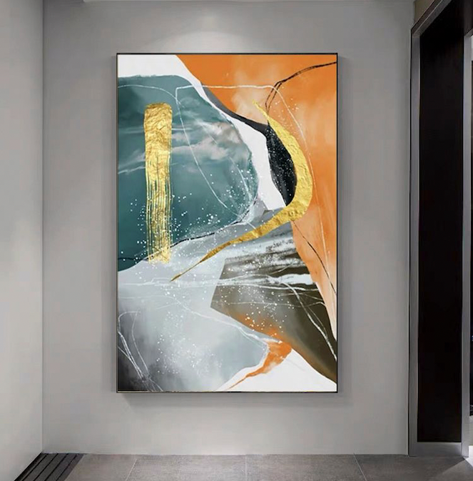 Marbled-Contemporary Geometric Wall Art - Minimalist Home Decor Painting