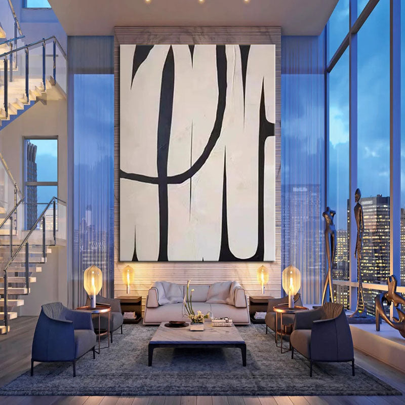 Rollercoaster-Minimalist Black & White Abstract Wall Art - Geometric Line Modern Decor