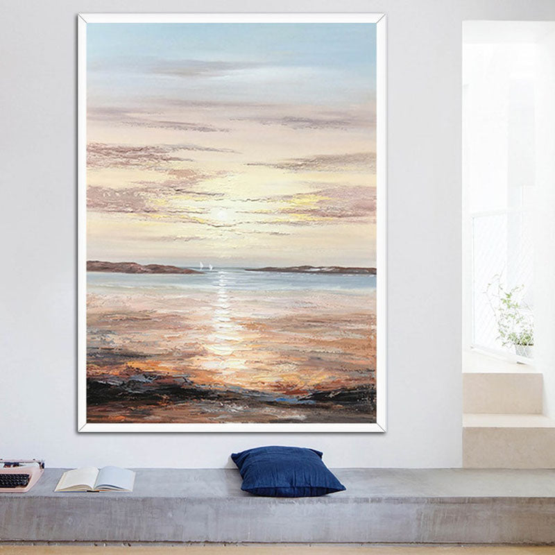 Sailor's Sunset- Original Vertical Textured Sunset Seascape Painting for Coastal Decor