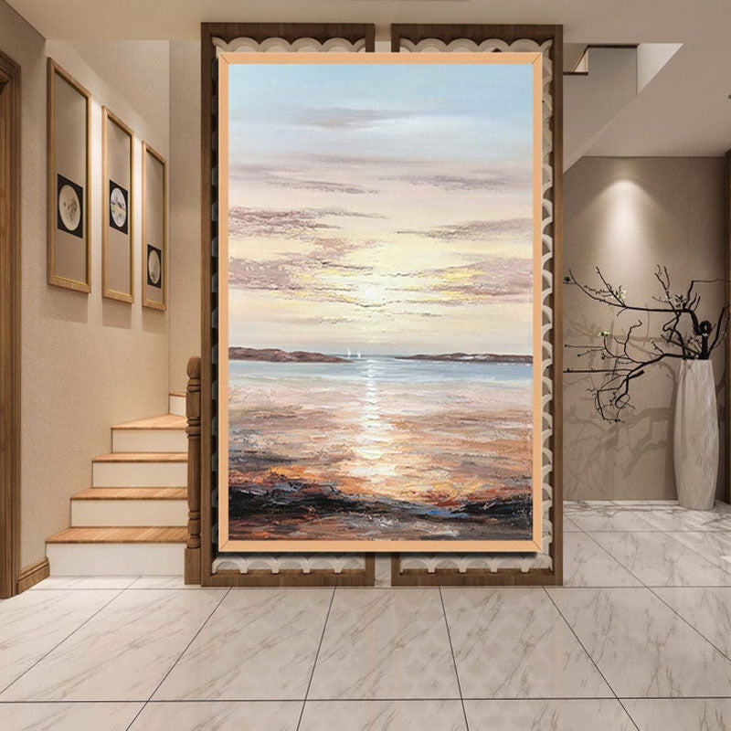 Sailor's Sunset- Original Vertical Textured Sunset Seascape Painting for Coastal Decor