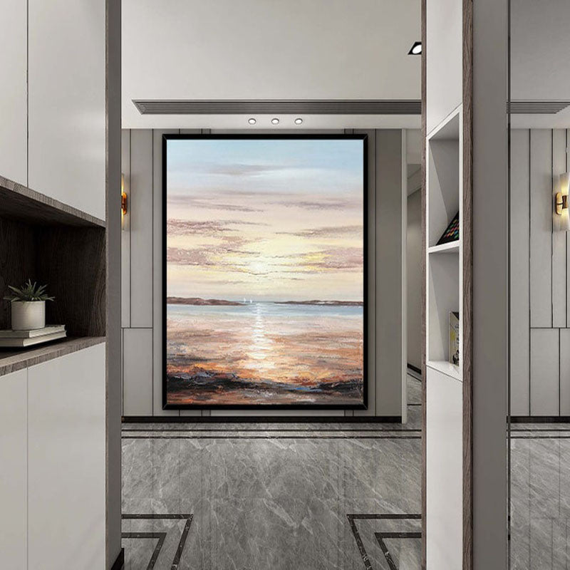 Sailor's Sunset- Original Vertical Textured Sunset Seascape Painting for Coastal Decor