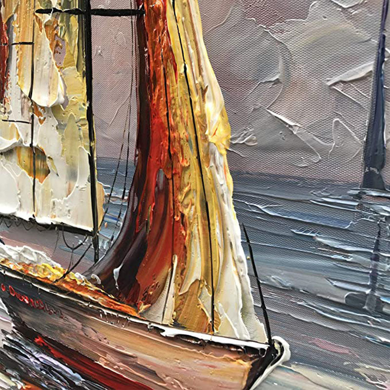 Smooth Sailing – Vertical Sailboat Oil Painting | Coastal Textured Wall Art