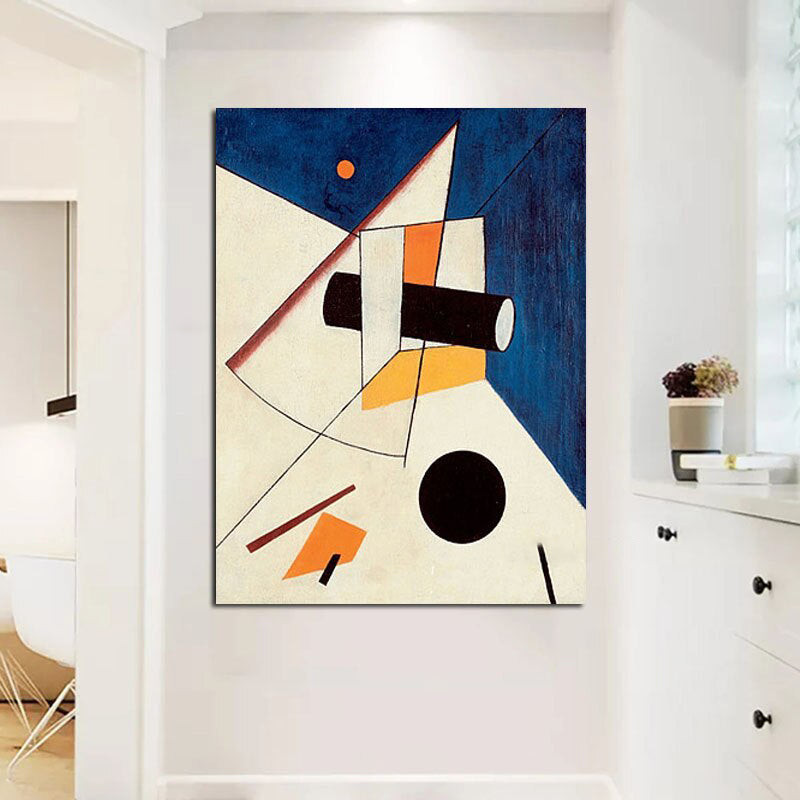 Space Craft-Geometric Abstract Oil Painting - Constructivist Style Modern Wall Art for Home Decor