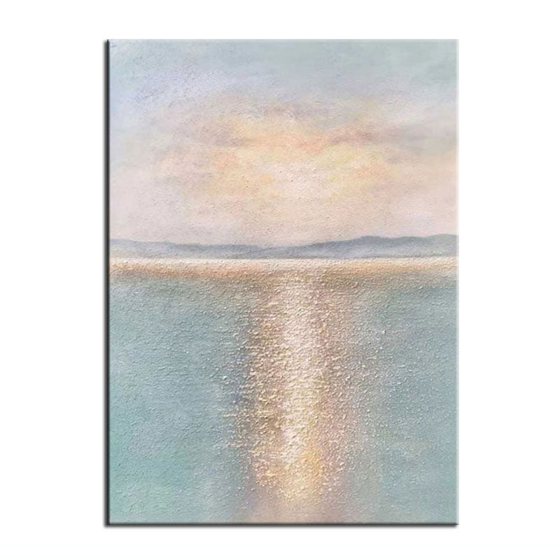 Sunbeam Surface-Luxury Vertical Abstract Textured Seascape Painting for Modern Decor