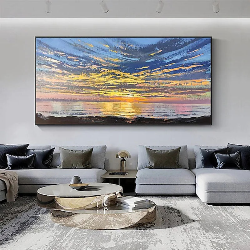 The Story of the Skies-Abstract Sunset Ocean Seascape Oil Painting. Coastal Wall Art for Home Decoration