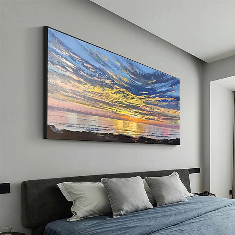 The Story of the Skies-Abstract Sunset Ocean Seascape Oil Painting. Coastal Wall Art for Home Decoration