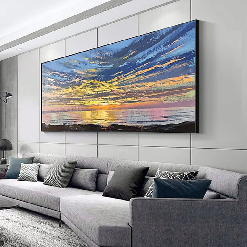 The Story of the Skies-Abstract Sunset Ocean Seascape Oil Painting. Coastal Wall Art for Home Decoration