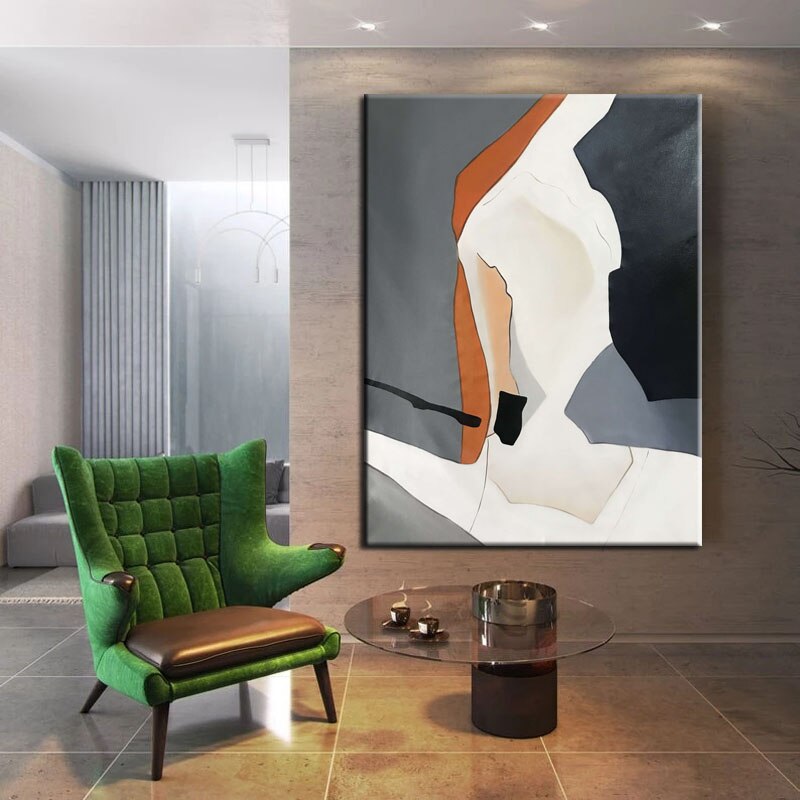 Waiting for You-Abstract Figurative Oil Painting on Canvas for Modern Wall Decor