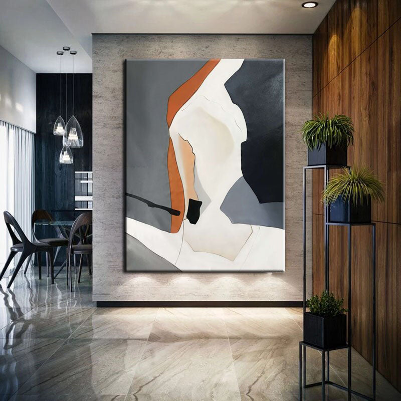 Waiting for You-Abstract Figurative Oil Painting on Canvas for Modern Wall Decor