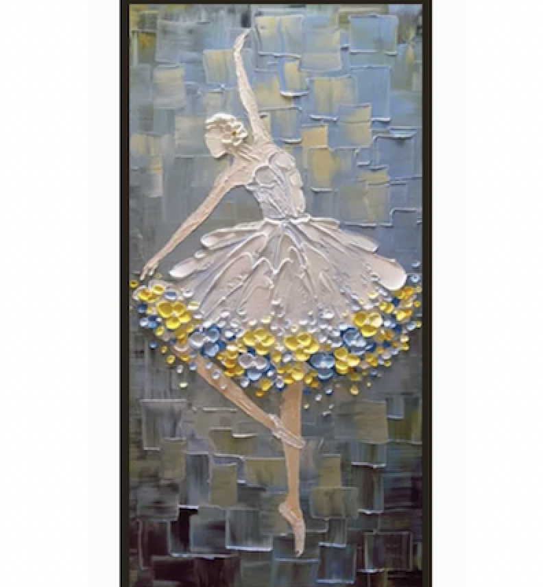 Balletteuse-Textured Oil Painting of Ballet Dancer - 3D Impasto Art for Living Room Wall Decor