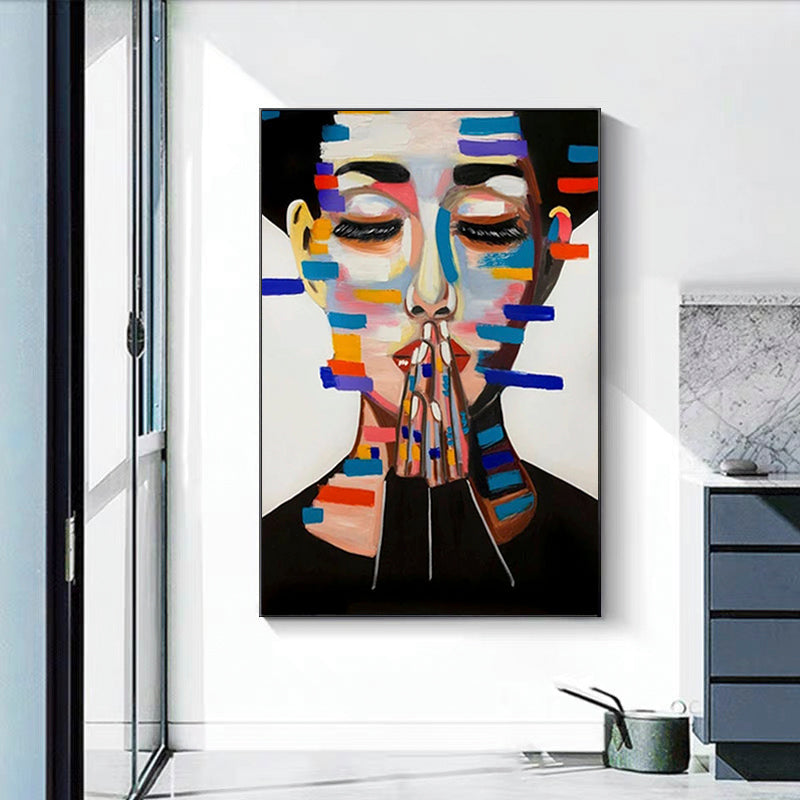 Belle-Modern Abstract Woman Face Art - Vibrant Color Blocks Wall Painting