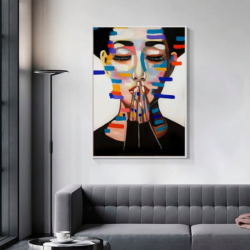 Belle-Modern Abstract Woman Face Art - Vibrant Color Blocks Wall Painting