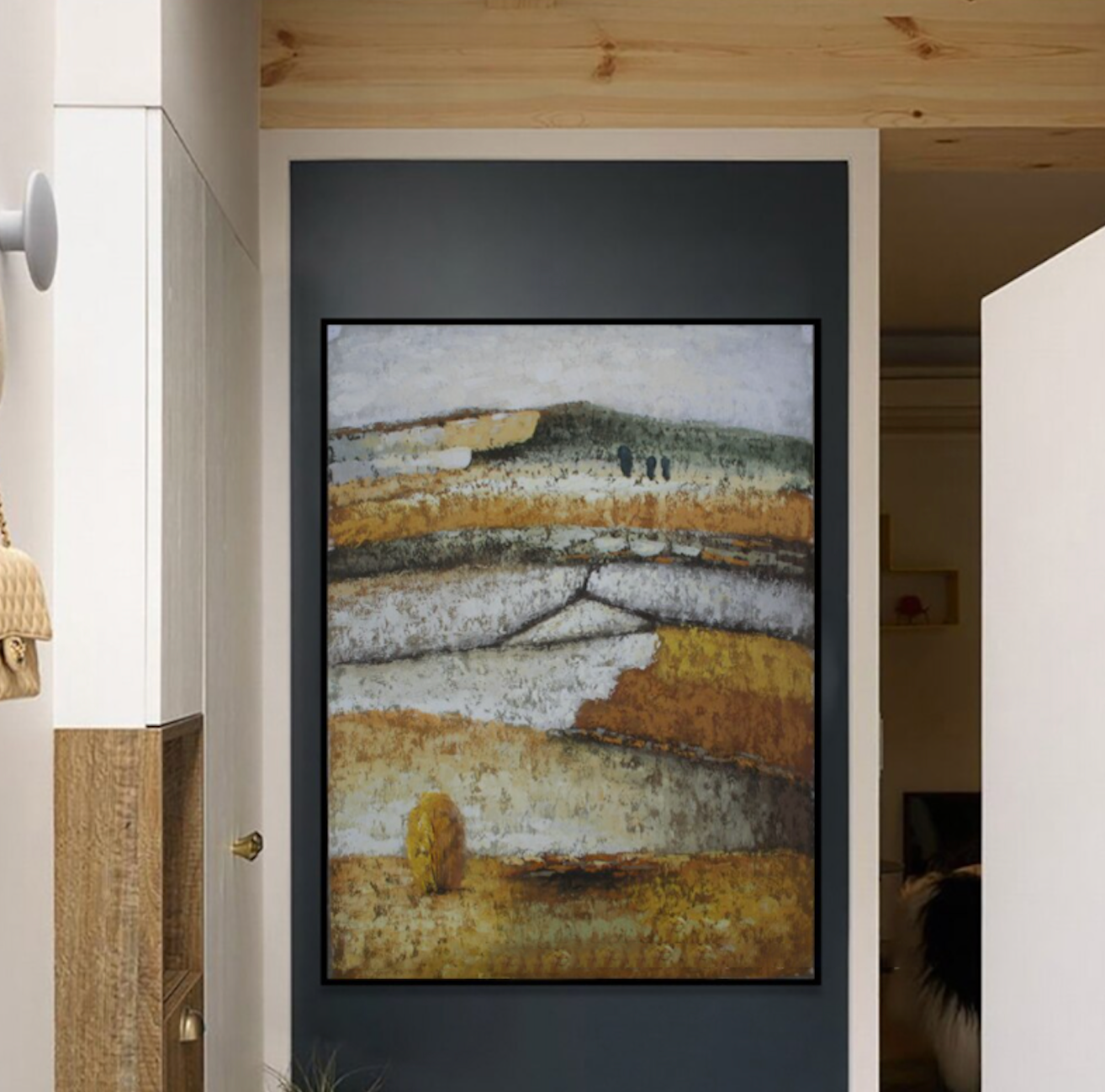 Country Life: Textured Earthy Tones Abstract Landscape Art - Modern Decor for Contemporary Homes