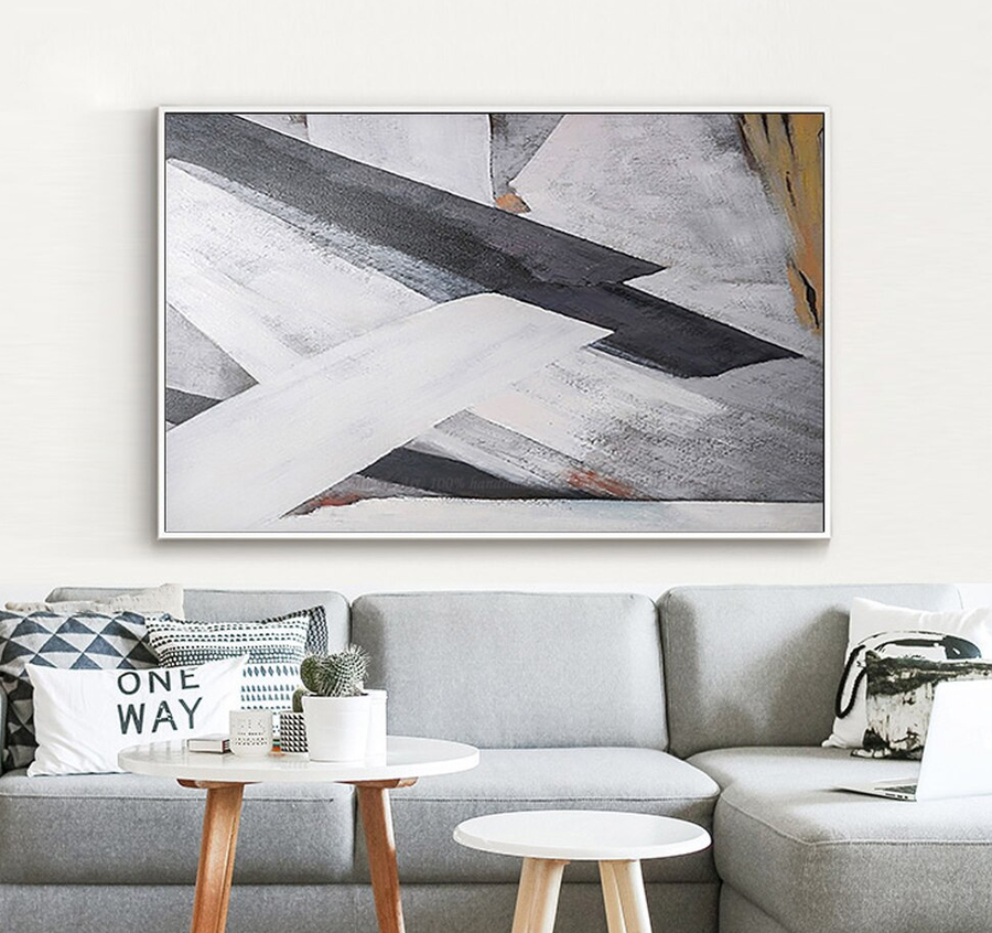 Fusion-Minimalist Abstract Geometric Wall Art - Black & White Constructivist - Inspired Canvas for Modern Home