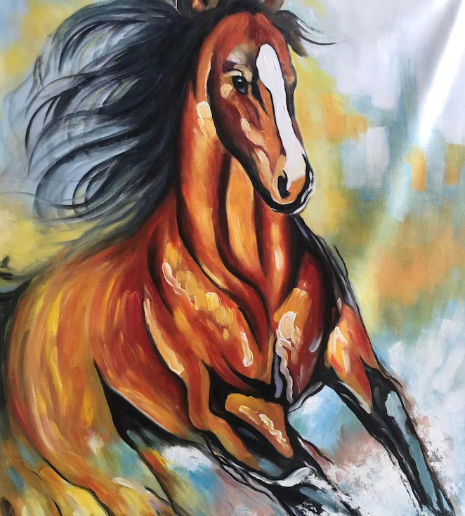 Kincsem-Galloping Horse Painting | Expressive Animal Wall Art for Modern Decor