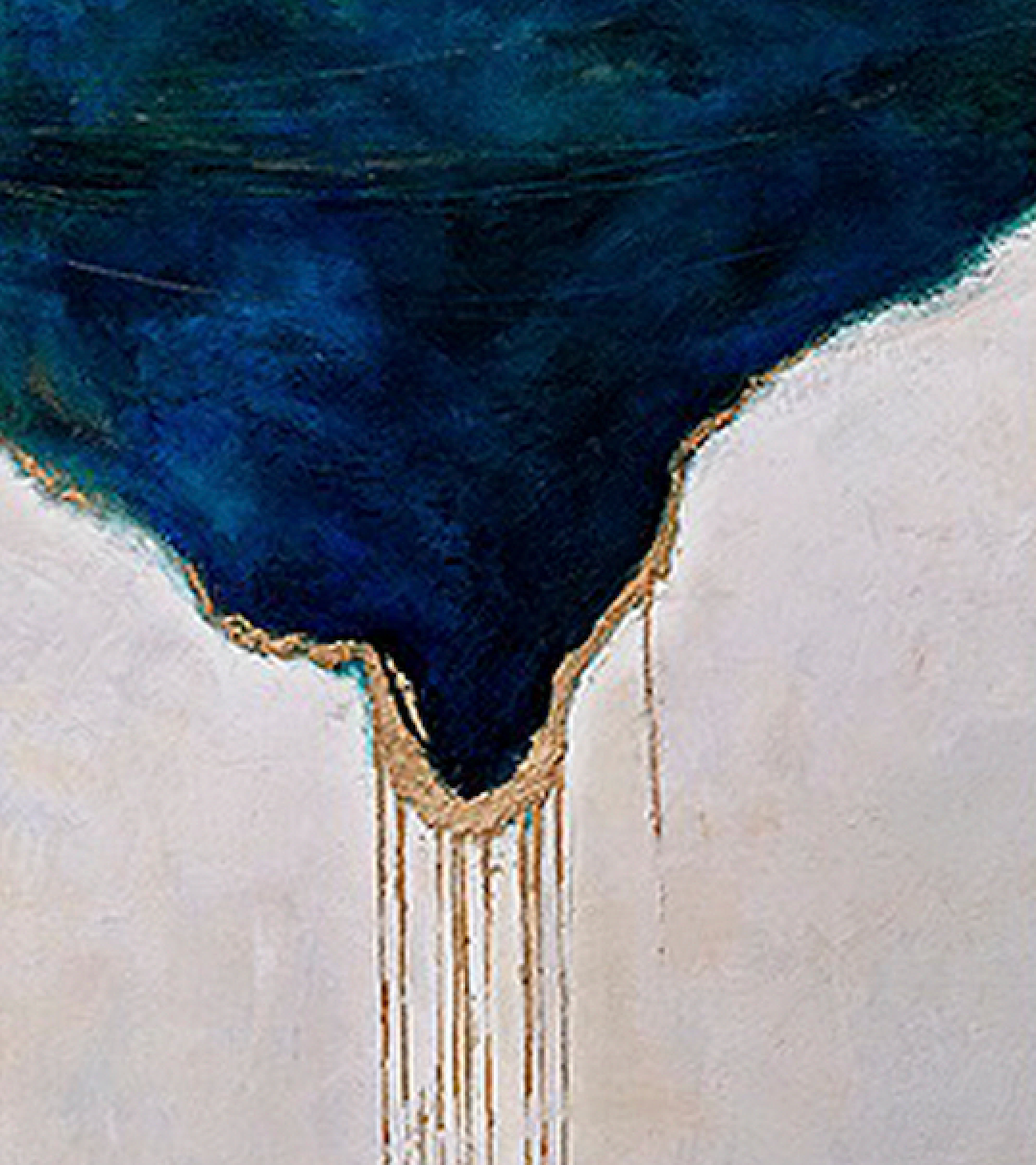 Navy – Abstract Textured Oil Painting with Gold Drip