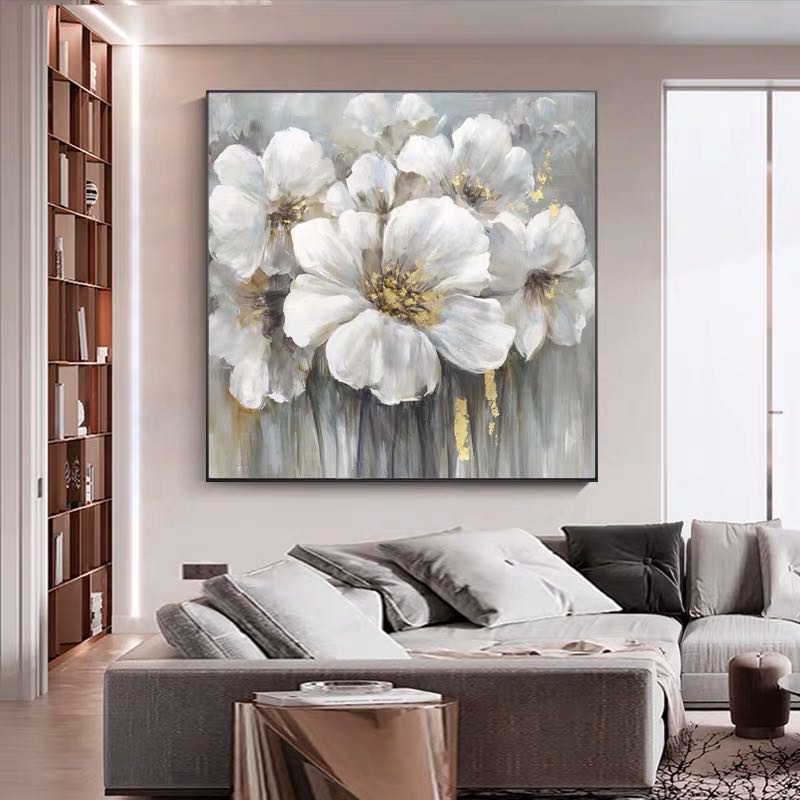 Nimbus-Modern Abstract Floral Oil Painting on Canvas for Luxury Decor