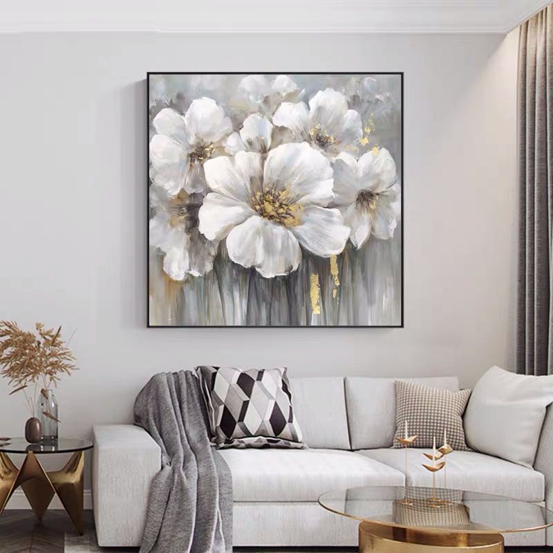 Nimbus-Modern Abstract Floral Oil Painting on Canvas for Luxury Decor