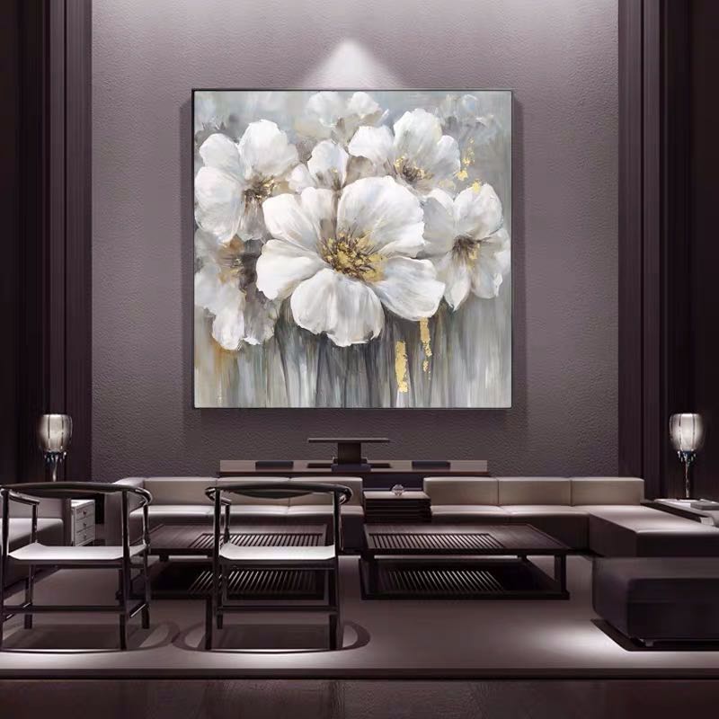 Nimbus-Modern Abstract Floral Oil Painting on Canvas for Luxury Decor