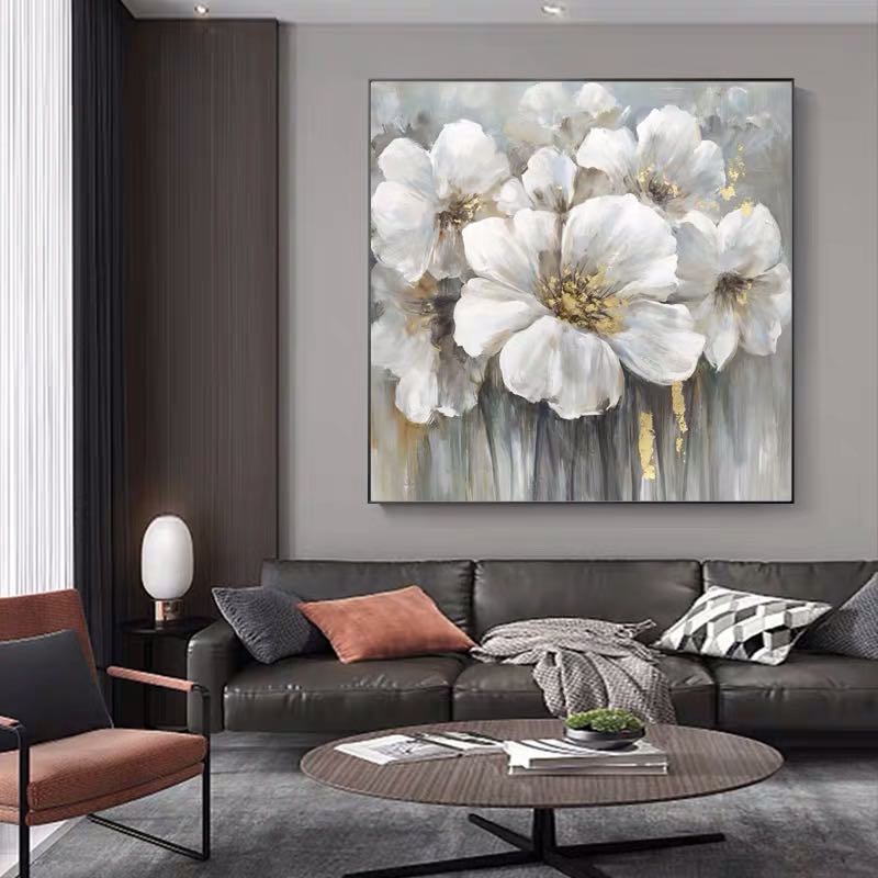 Nimbus-Modern Abstract Floral Oil Painting on Canvas for Luxury Decor