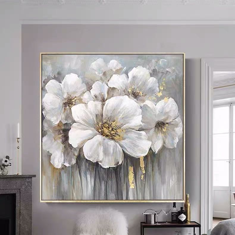 Nimbus-Modern Abstract Floral Oil Painting on Canvas for Luxury Decor
