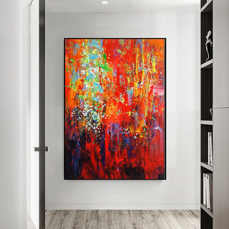 Passion – Bold Abstract Oil Painting with Fiery Red & Textured Brushwork