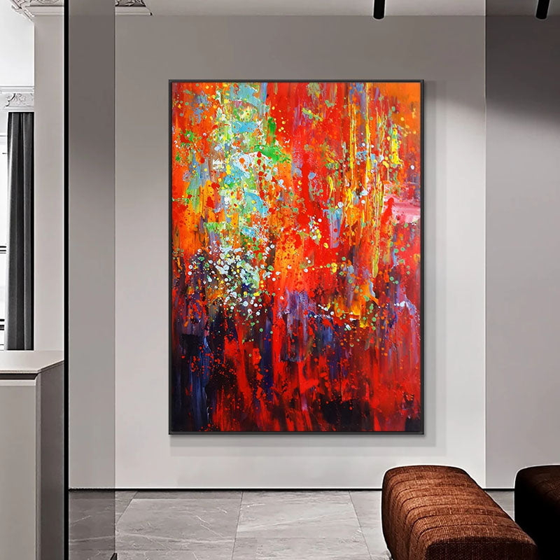 Passion – Bold Abstract Oil Painting with Fiery Red & Textured Brushwork