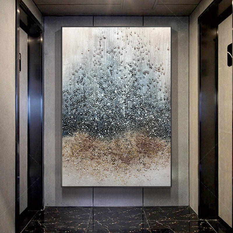 Modern Raining Textured Abstract Painting for Contemporary Home Decor