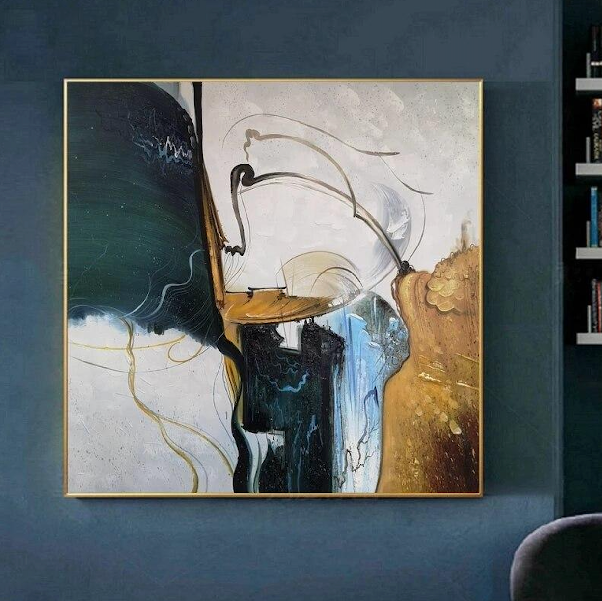 Remembering the Past-Modern Textured Abstract Oil Painting for Home Wall Decor