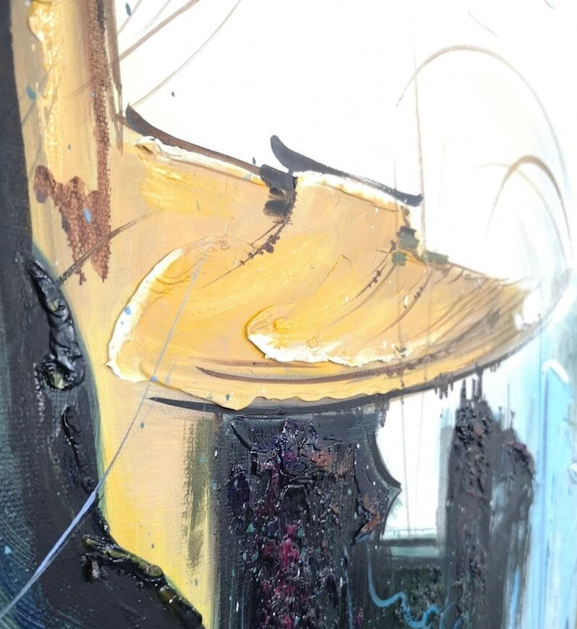 Remembering the Past-Modern Textured Abstract Oil Painting for Home Wall Decor