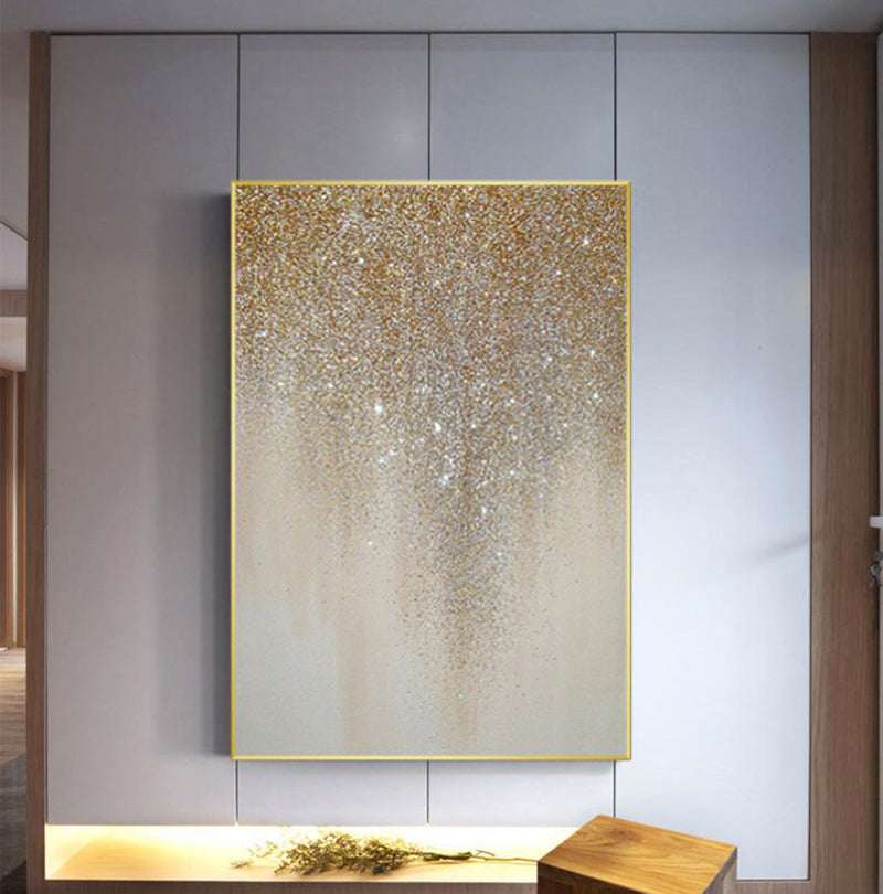 Shimmer/Gold-Golden Glitter Gradient Wall Art - Handmade Decor for Home & Office