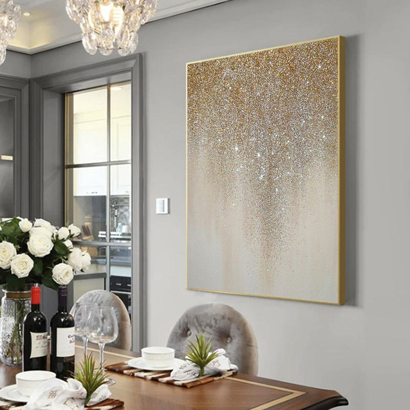 Shimmer/Gold-Golden Glitter Gradient Wall Art - Handmade Decor for Home & Office