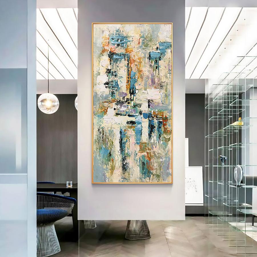 Venice-Textured Abstract Cityscape Painting | Vertical Canvas Art for Modern Interiors