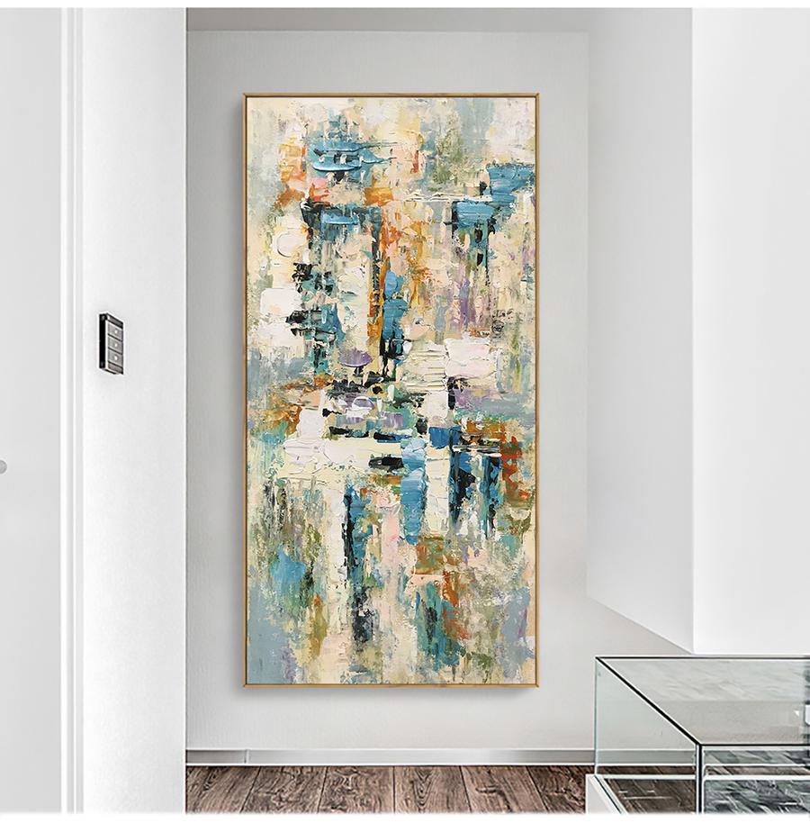 Venice-Textured Abstract Cityscape Painting | Vertical Canvas Art for Modern Interiors