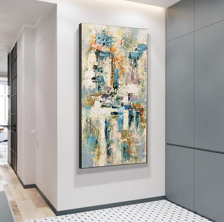 Venice-Textured Abstract Cityscape Painting | Vertical Canvas Art for Modern Interiors