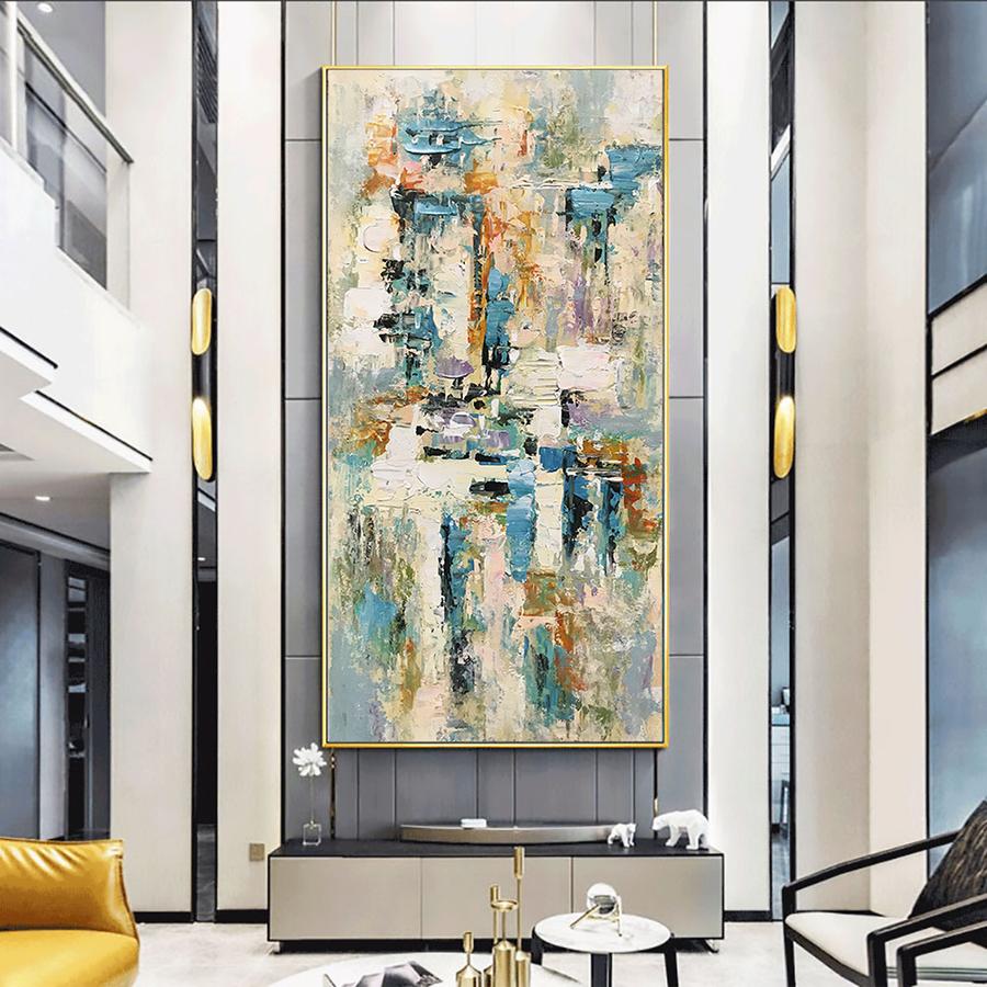 Venice-Textured Abstract Cityscape Painting | Vertical Canvas Art for Modern Interiors