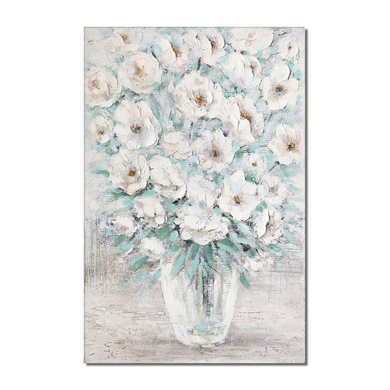 Abstract White Flower Oil Painting - Elegant Floral Art for Luxury Home Decor