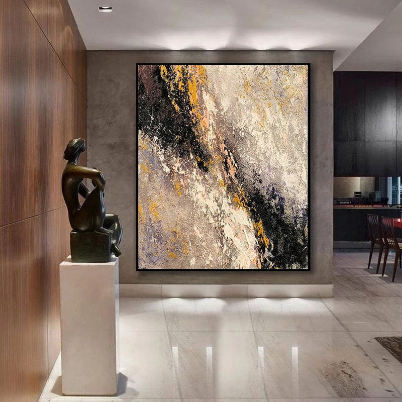 Winged Sun-Textured Abstract Oil Painting – Large Canvas Wall Art for Modern Interiors