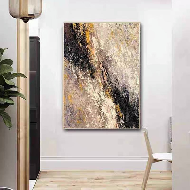 Winged Sun-Textured Abstract Oil Painting – Large Canvas Wall Art for Modern Interiors