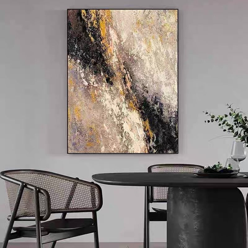 Winged Sun-Textured Abstract Oil Painting – Large Canvas Wall Art for Modern Interiors