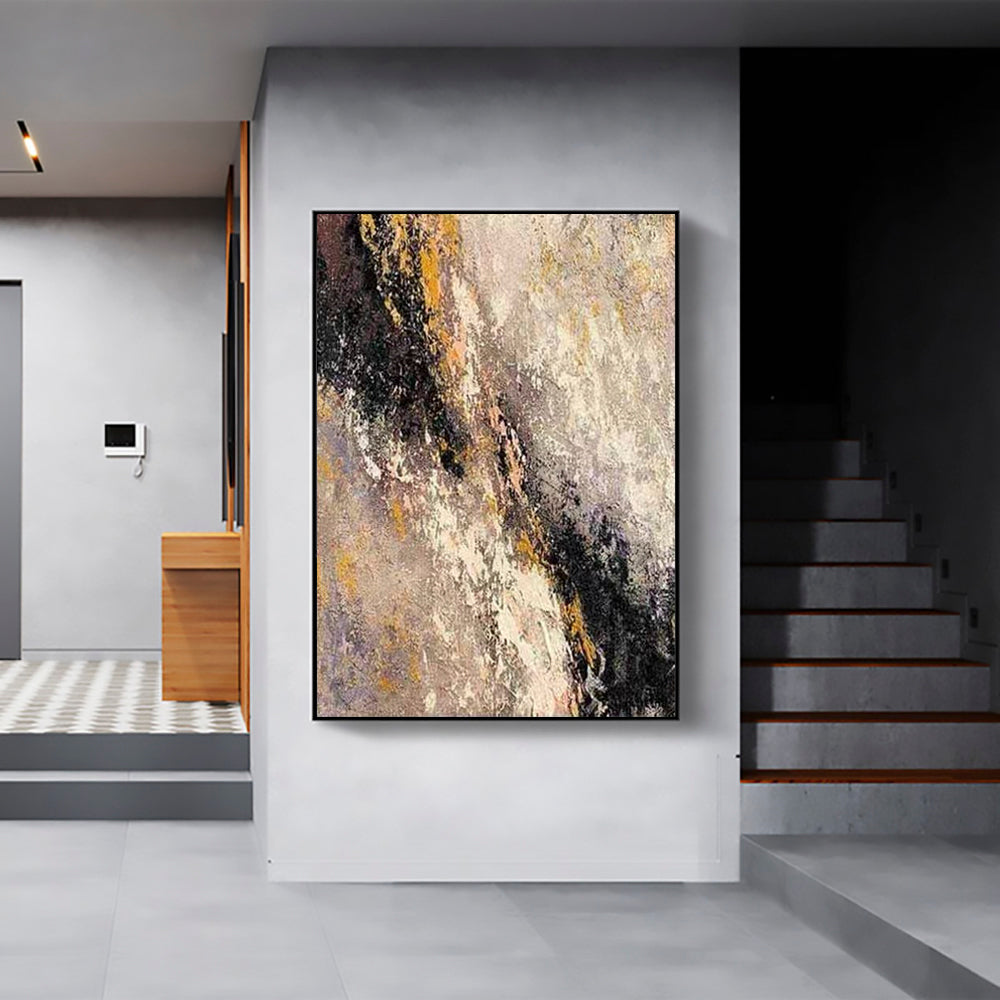 Winged Sun-Textured Abstract Oil Painting – Large Canvas Wall Art for Modern Interiors