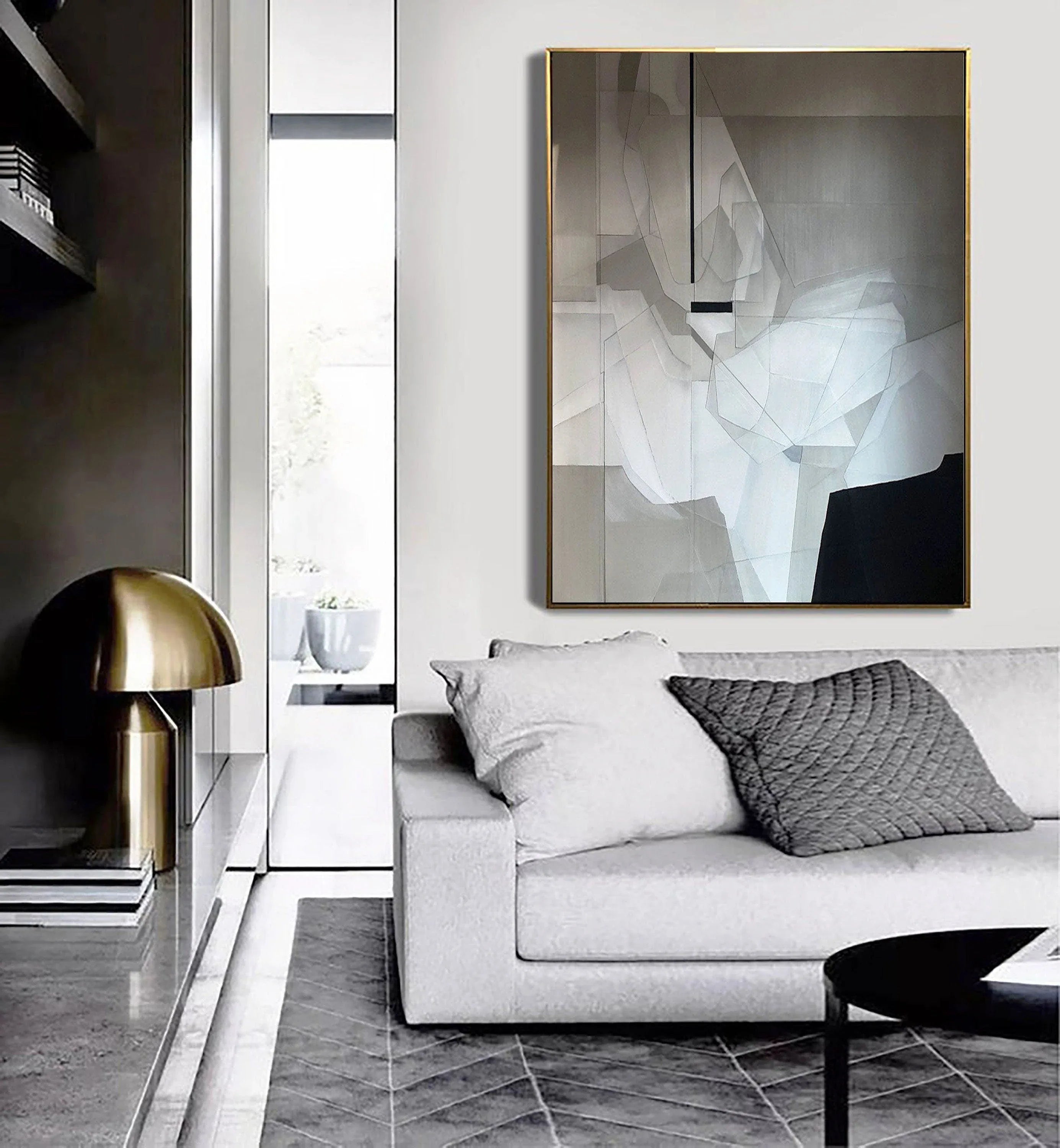 Monochrome Geometric Abstract Wall Art