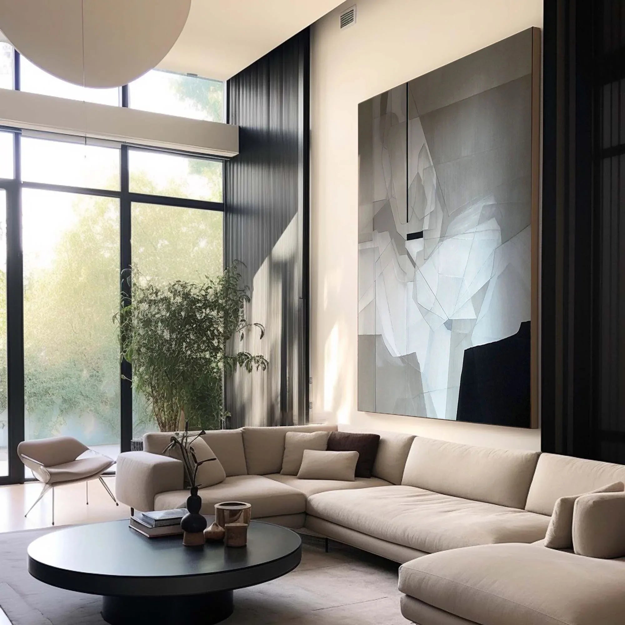 Monochrome Geometric Abstract Wall Art